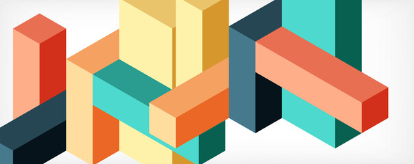 Abstract background. 3d cubes, cubic elements and blocks. Techno or business concept for wallpaper, banner, background, landing page