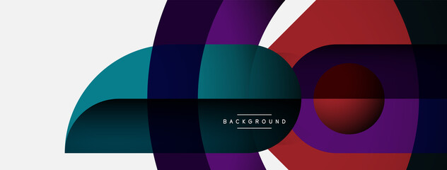 Fototapeta premium Geometric abstract background. Round shapes, circles, lines composition for wallpaper banner background or landing page