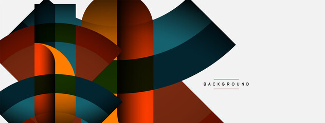 Geometric abstract background. Round shapes, circles, lines composition for wallpaper banner background or landing page