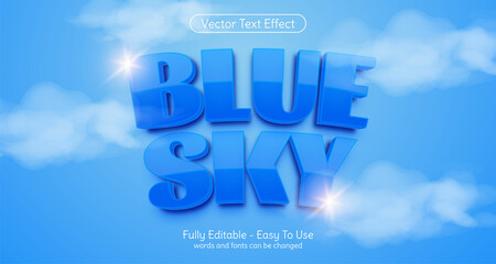 Fototapeta premium Creative 3d editable text Blue sky style effect template