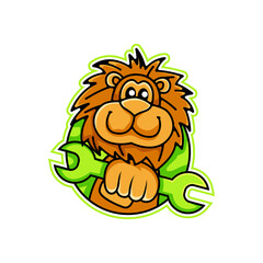 mechanic cute lion logo