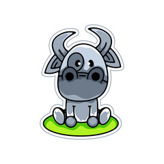 cute cow logo illustration sitting