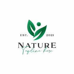 Leaf / Flower Green Gradient Logo Template Isolated in White Background