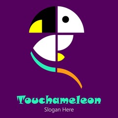 toucan and chameleon logo combination vector illustration design