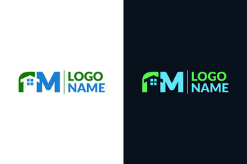 Letter r and m with home negative space concept. Very suitable various business purposes also for symbol, logo, company name, brand name, personal name, icon and many more.