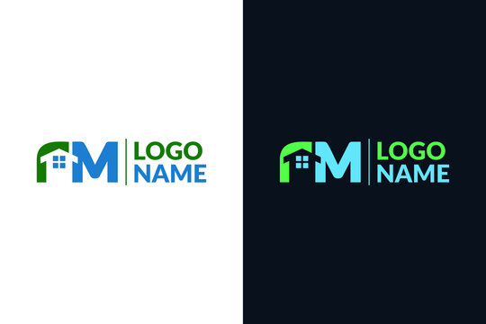 Letter r and m with home negative space concept. Very suitable various business purposes also for symbol, logo, company name, brand name, personal name, icon and many more.