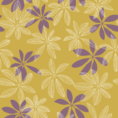 tropical leaves design - seamless vector repeat pattern - Colors are interchangeable, use it for wrappings, fabric, packaging and other print and design projects