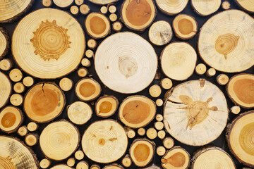 A round cut wood close-up, natural texture and background.