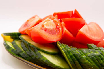 Sliced delicious vegetables with a blurry background