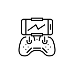Drone ground control using a gamepad. Pixel perfect, editable stroke icon