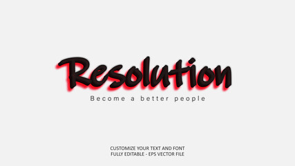Obraz na płótnie Canvas Resolution New Year Hope Become Better People Black Red Highlighter Editable Text Effect