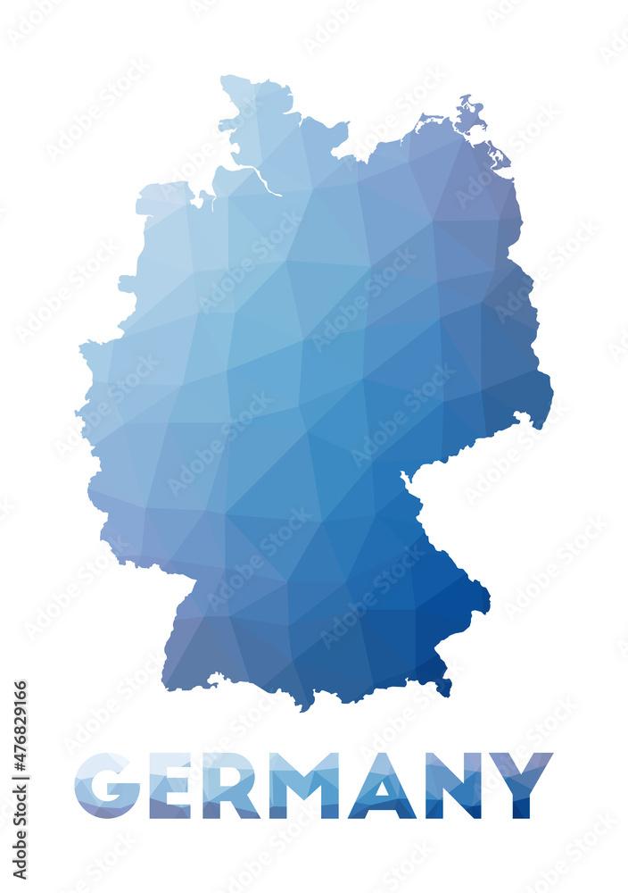 Sticker low poly map of germany. geometric illustration of the country. germany polygonal map. technology, i