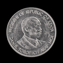 Beautiful antique coin on a black background