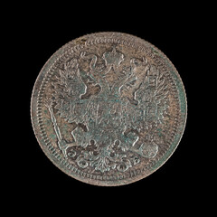 Beautiful antique coin on a black background
