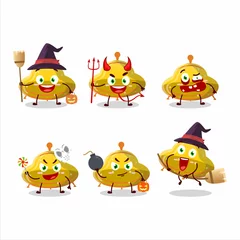Fotobehang Halloween expression emoticons with cartoon character of UFO yellow gummy candy © kongvector