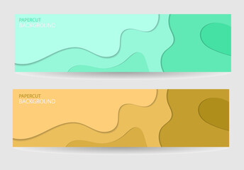 Obraz premium green and yellow pastel papercut background