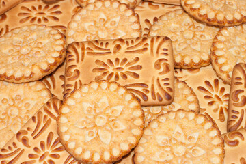 Confectionery. Cookies, solid color background