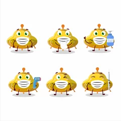 Fotobehang A picture of UFO yellow gummy candy cartoon design style keep staying healthy during a pandemic © kongvector