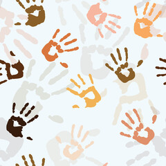 hand print design - seamless vector repeat pattern. Surface Pattern for wrappings, fabric, packaging and other print and design projects