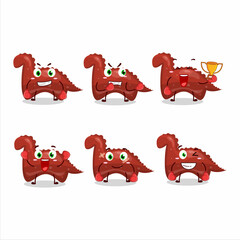 A sporty red dinosaur gummy candy boxing athlete cartoon mascot design
