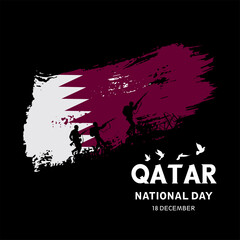 Qatar National day with national flag and soldiers. Vector