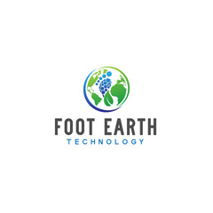 Modern colorful FOOT EARTH TECHNOLOGY logo design