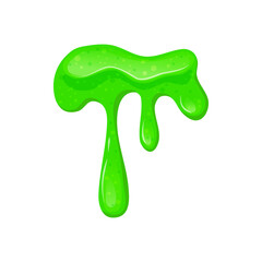  Shiny Green sticky liquid. Dripping slime on a transparent background. Children toy. Vector cartoon illustration