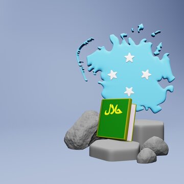 3d rendering of law books halal and haram in Micronesia for Ramadan and Eid