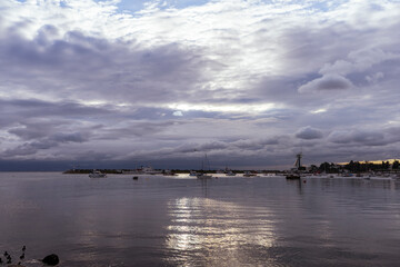 rainy day with natural dramatic clouds. dramatic dark blue sky