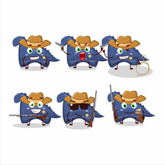 Cool cowboy blue dinosaur gummy candy cartoon character with a cute hat