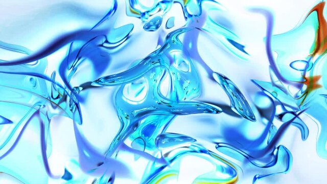 Water paint liquid motion, Abstract glossy liquid animation, Blue color marble liquid animation in white background