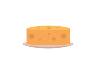 illustration of a plate of round cheese. food. flat cartoon style. vector design