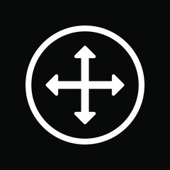 4 way positions crossed arrow, up down right left, simple flat design concept vector for web, logo, mobile app, UI, UX on black background