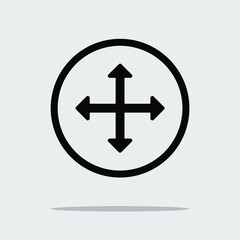4 way positions crossed arrow, up down right left, simple flat design concept vector for web, logo, mobile app, UI, UX on white background