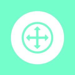 Fototapeta premium 4 way positions crossed arrow in circle, up down right left, simple flat design concept vector for web, logo, mobile app, UI, UX on green background