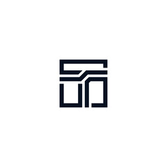 initial logo T is black
