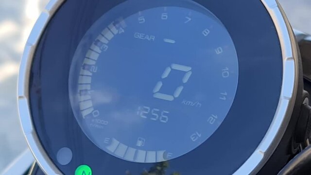 Motorcycle - Close up : Digital Chronometric Rev Counter by accelerator