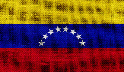 Venezuela flag on knitted fabric. 3D-image