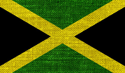 Jamaica flag on knitted fabric. 3D-image