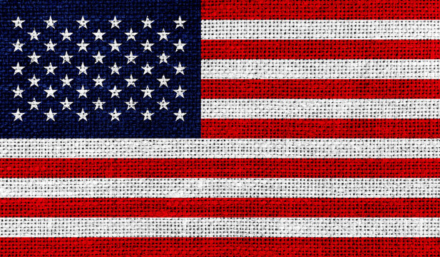 USA flag on knitted fabric. 3D-image