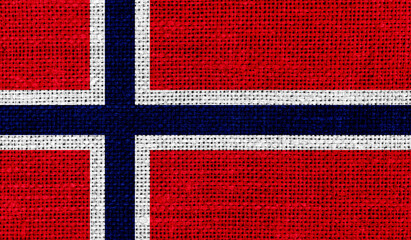 Jan Mayen flag on knitted fabric.3D image