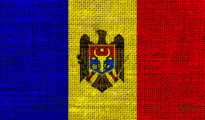 Fototapeta premium Moldova flag on knitted fabric.3D image