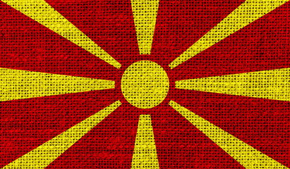 Macedonia flag on knitted fabric.3D image