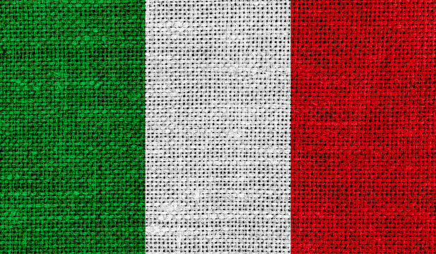 Italy flag on knitted fabric.3D image