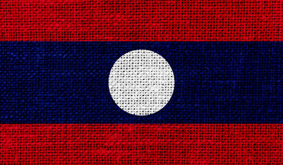 Laos flag on knitted fabric.3D image