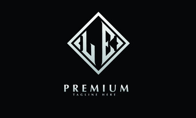 Alphabet LE or EL illustration monogram vector logo template in silver color and black background