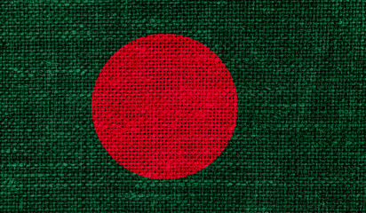 Bangladesh flag on knitted fabric.3D image