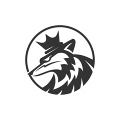 wolf head crown Illustration Icon Brand Isolated