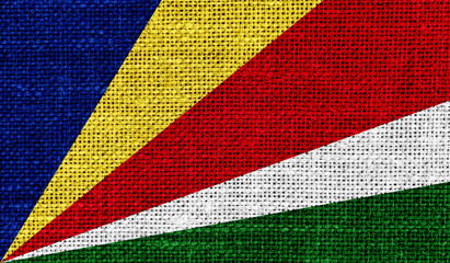 Seychelles flag on knitted fabric.3D image