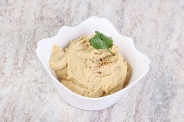 Traditional Jewish Hummus with olive oil